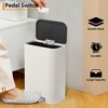 Bathroom Trash Can, 5.3 Gal/20L Stainless Steel Waste Bin, Soft-Close Lid, Narrow Step-on Garbage Bin - with Removable Plastic Inner Buckets (White) - 2 of 4