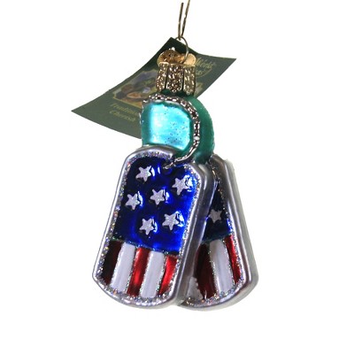Old World Christmas 3.25 In Military Tags Dog Tags Identification Tree Ornaments