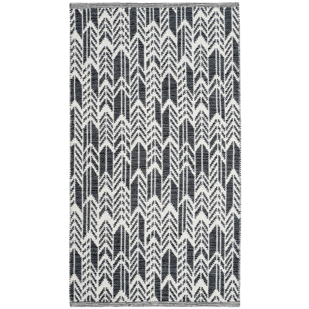  Woven Geometric Runner Rug Black/Ivory