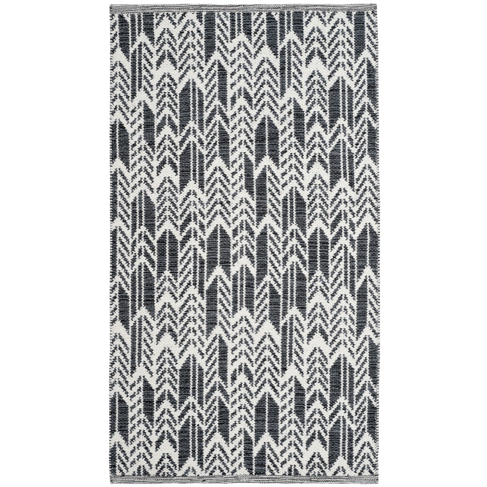 2'3inx7' Woven Geometric Runner Rug Black/Ivory - Safavieh