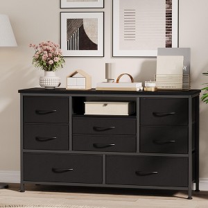 Storage chest of drawers with 8 fabric drawers and LED lights, sturdy metal frame, suitable for guest rooms, entryways, living rooms - 1 of 4