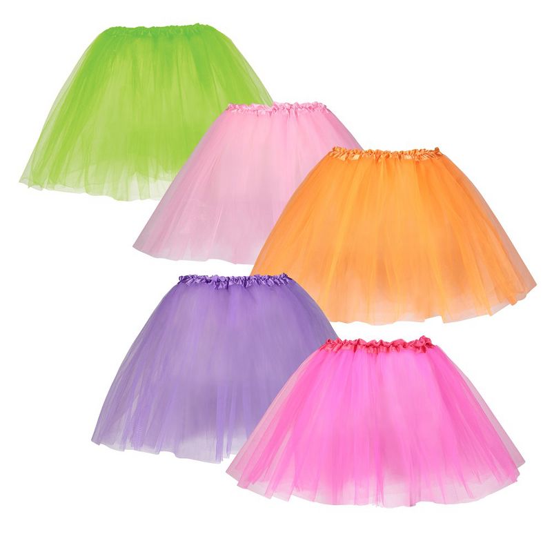 Dress Up America Tutu Pack for Girls - 5 pack Tutu Set - Pink, Hot Pink, Purple, Green and Orange, 1 of 7