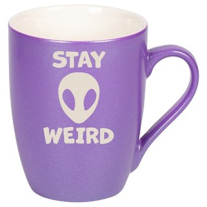 100 North Alien 10 Ounce Passion Purple Metallic Finish, Comfortably Fits Your Hands, New Bone China Coffee Tea Cup Mug, Stay Weird - 1 of 1