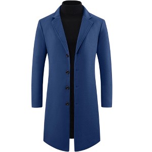 Lars Amadeus Men's Single Breasted Notch Lapel Formal Winter Long Overcoat - 1 of 4