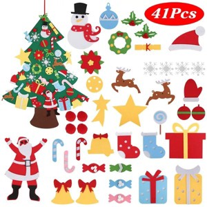 DIY Felt Christmas Tree 41Pcs Detachable Ornaments for Kids Toddler Wall Hanging Christmas Decoration Xmas Gift - 1 of 4