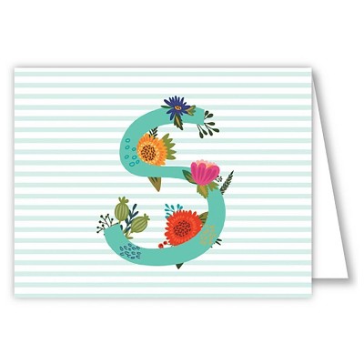 10ct Folded Notes Vintage Floral Monogram - S