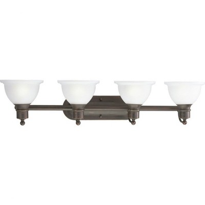 Antique Bronze 4-Light Wall Bracket with White Glass Shades