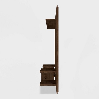 Plaza 64" Rustic Brown Wood & Glass Floating Entertainment Center