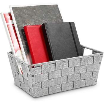 Farmlyn Creek Grey Woven Basket for Bathroom, Closet and Pantry Storage Organizer (11.4 x 6.5 x 4.5 in)