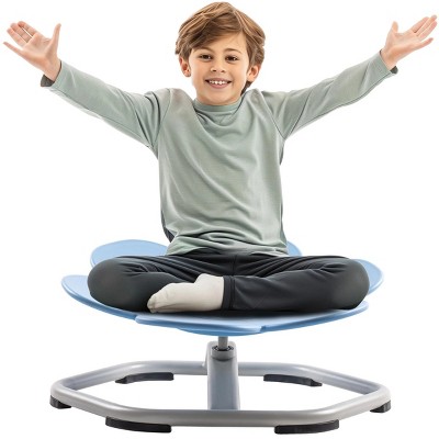 ROBOTIME Accent Chairs Kids Sensory Swivel Chair, Kid Swivel Chair With Non-Slip Design, Flower Shape Wobble Chair, Blue, 19.7"*19.7"*16.1"