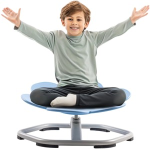 ROBOTIME Accent Chairs Kids Sensory Swivel Chair, Kid Swivel Chair With Non-Slip Design, Flower Shape Wobble Chair, Blue, 19.7"*19.7"*16.1" - 1 of 4