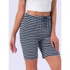 INSPIRE CHIC Women's Stripe Pajama Bottoms Soft Elastic Waist Drawstring Sleepwear Lounge Shorts with Pockets - 2 of 4