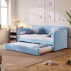 NicBex Twin Size Velvet Fabric Daybed Modern Wooden Bed Frame with Trundle for Bedroom, Living Room, No Box Spring Required, Space Saving - 2 of 4
