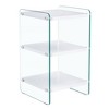 Syemin End Table, Modern Coffee Table, With Clear Tempered Glass Table Legs, Storage Function for Living Room, Bedroom, White, 14"*14"*23.6" - 2 of 4
