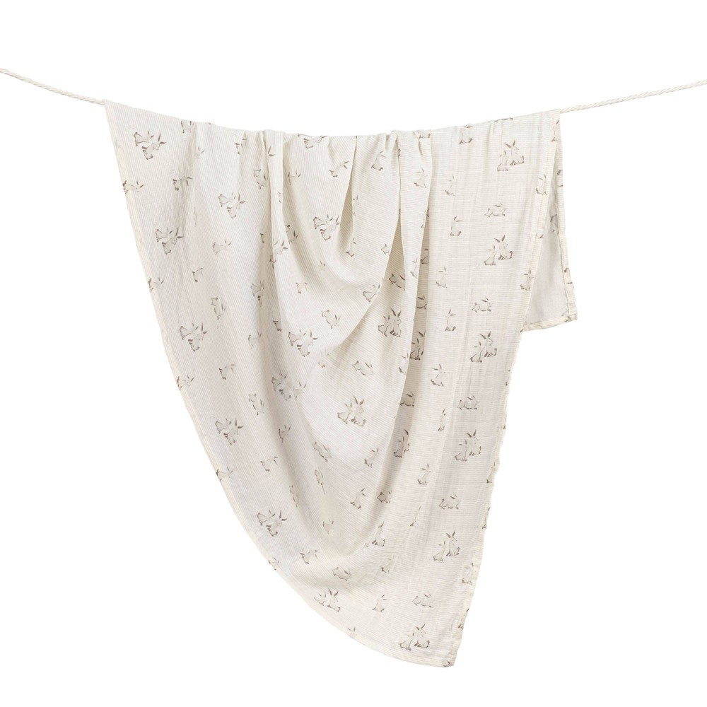 Photos - Children's Bed Linen Crane Baby Organic Muslin Swaddle Blanket - Avery Bunny: 47" Length, Animal Pattern, 1-Pack