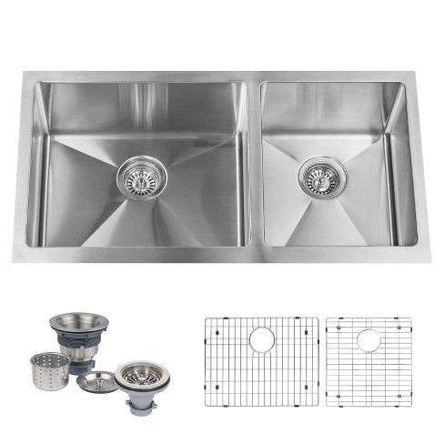 Miseno Mss3219sr6040 32 Undermount Double Basin Stainless Steel Kitchen Sink
