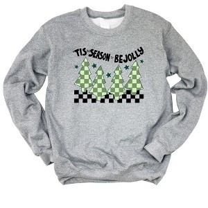 Simply Sage Market Women's Graphic Sweatshirt Be Jolly Checkered Tree - 1 of 3