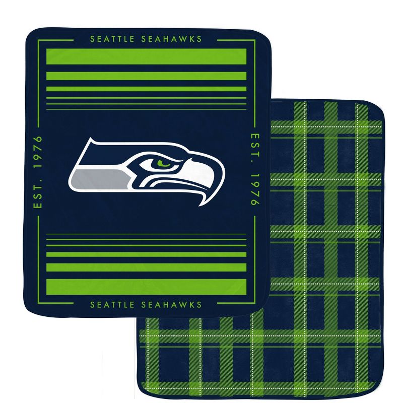 NFL Seattle Seahawks Basic Block Double-Sided Flannel Fleece Blanket, 1 of 4