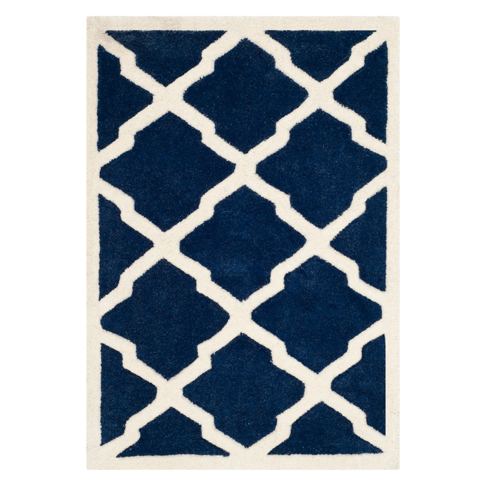 2'x3' Billie Quatrefoil Design Tufted Accent Rug Dark Blue/Ivory - Safavieh