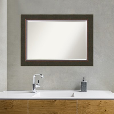 Milano Bronze Beveled Wood Bathroom Vanity Mirror