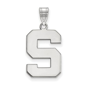 Black Bow Jewelry 10k White Gold Michigan State Spartans NCAA Large Pendant - 1 of 2