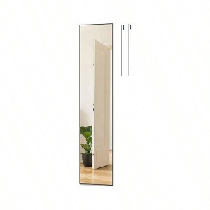 Large Full Length Mirror 65 Inchx 13.8 Inch Black Aluminum Frame Over Door or Wall Mounted Mirror for Bedroom Bathroom Closet - 1 of 4