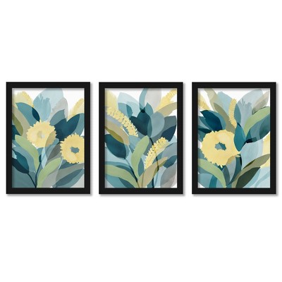 yellow and teal wall art