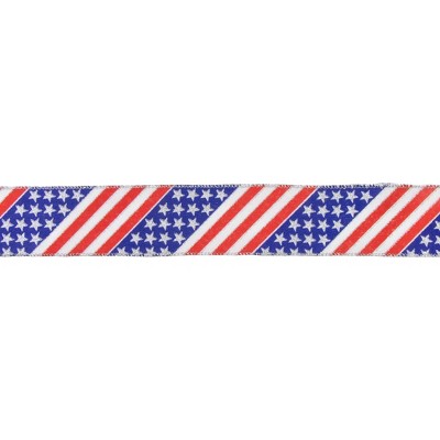 Northlight Patriotic Stars and Stripes Flag Wired Craft Ribbon - 2.5" x 10 Yards