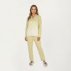 Anna-Kaci Lounge Women's 2-Piece Set Long Sleeve Button Front Top and Relaxed Fit Pants Pajama Set with Minimalist Floral Detail - 3 of 4