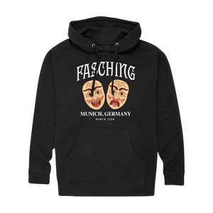 Men's - Instant Message - Fasching Masks Graphic Fleece Pullover Hoodie - 1 of 4