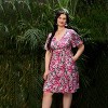 Clearlove Plus Size Dresses for Curvy Women Floral Sleeves Tiered Layers Casual Mini Dress with Pocket - 2 of 4
