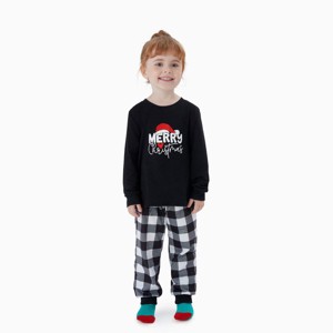 PATPAT Christmas Pajamas for Family Matching Sets Funny Glow In Dark Christmas hat Long Sleeve Sets Black - 1 of 4
