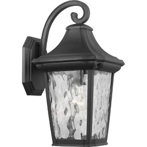 Progress Lighting Marquette 1-Light Outdoor Wall Lantern in Black with Water Glass Shade - 1 of 4