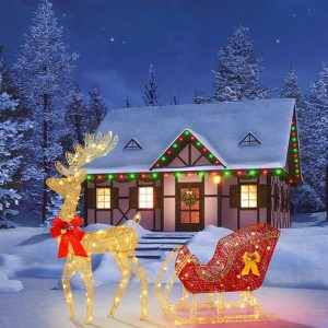 Karl Home 3PCS Lighted Reindeer with  Sled Christmas Decorations - 1 of 4
