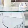 Vynxaria Contemporary Artistic Double Layer Coffee Table - White Marble and Black Marble Collision, Multiple Colors Available - 3 of 4