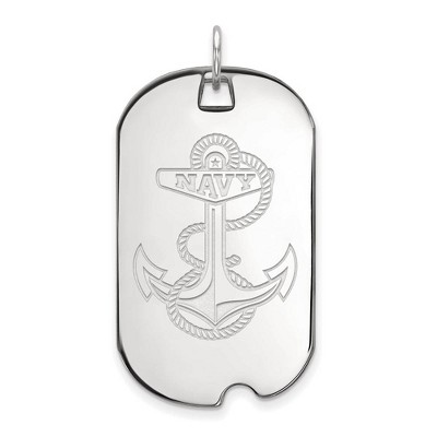 Black Bow Jewelry 10k White Gold Navy Midshipmen NCAA Large Pendant