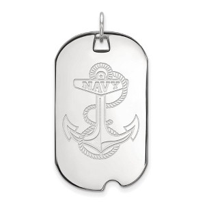Black Bow Jewelry 10k White Gold Navy Midshipmen NCAA Large Pendant - 1 of 3
