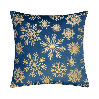 18"x18" Snowflakes Velvet Foil Printed Holiday Square Throw Pillow - Edie@Home