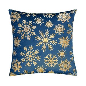 18"x18" Snowflakes Velvet Foil Printed Holiday Square Throw Pillow - Edie@Home - 1 of 4
