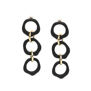 SOHI Women's Black  Circular Hollow Drop Earrings - 1 of 3