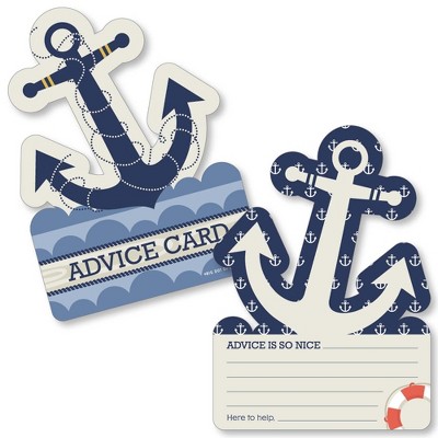 Big Dot of Happiness Ahoy - Nautical - Anchor Wish Card Baby Shower Activities - Shaped Advice Cards Game - Set of 20