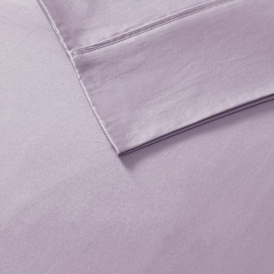 Queen Purple Cotton Polyester Solid Cover Sheet Set