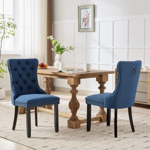 CAVINAS Solid Wood Dining Chair, High-end Tufted Upholstered Dining Chair with Wood Legs, Nailhead Trim - 1 of 4