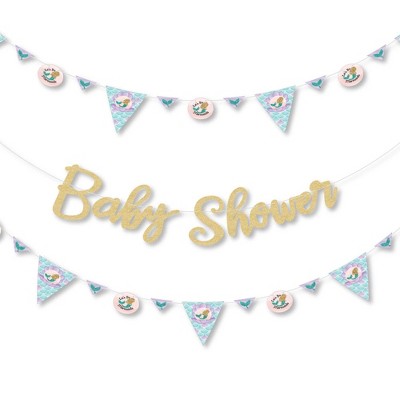 Big Dot of Happiness Let's Be Mermaids - Baby Shower Letter Banner Decor - 36 Banner Cutouts and No-Mess Real Gold Glitter Baby Shower Banner Letters