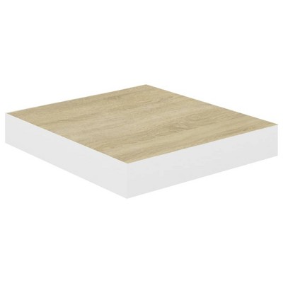 vidaXL Floating Wall Shelf Oak and White 9.1"x9.3"x1.5" MDF