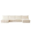 NicBex Couches for Living Room U-Shaped 4 Seater Deep Seat Armless Sofa Free Combination Corduroy Upholstered Slipcovered Sofa with Ottomans, Cream - 3 of 4