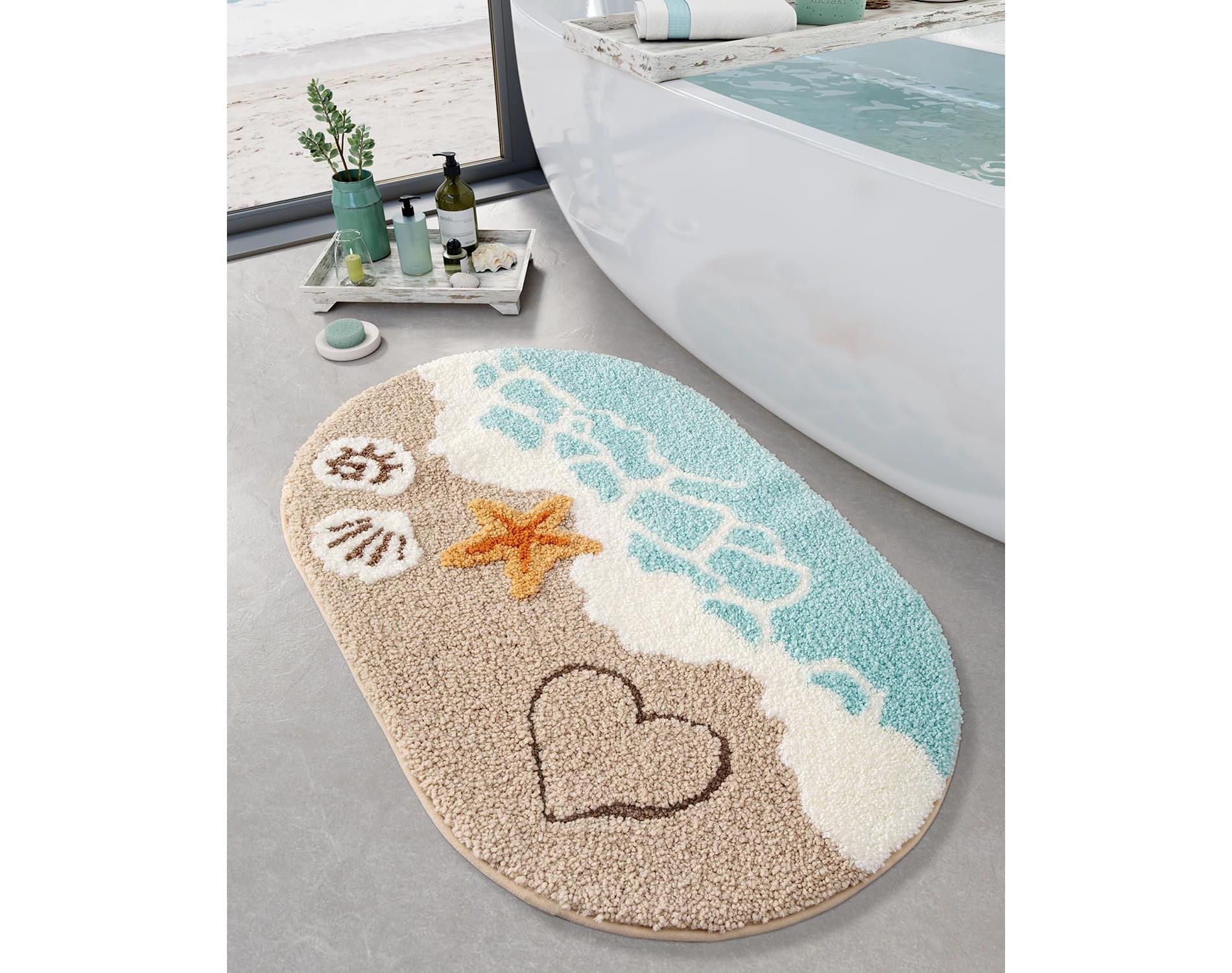 Starfish Beach Bath Rug - Ultra Absorbent & Non-Slip 22x34 Inches, for Bathroom/Entryway