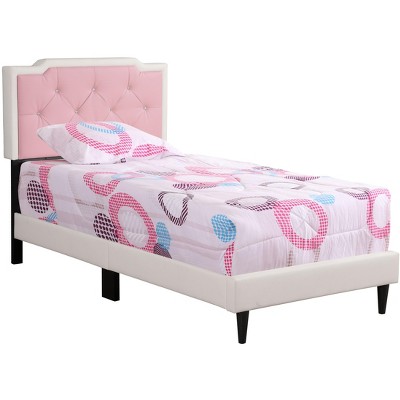 CAVINAS Twin Size Modern Casual Platform Bed Frame with High Upholstered Headboard,No Box Spring Needed