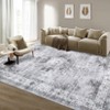 2 x 6 ft Polyester Grey Rectangular Laundry Bathroom Kitchen Floral Medallion Vintage Machine Washable Runner Rug - 2 of 4