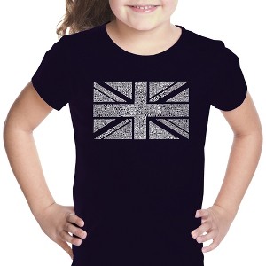 LA Pop Art Girl's Word Art T-shirt - UNION JACK - 1 of 4